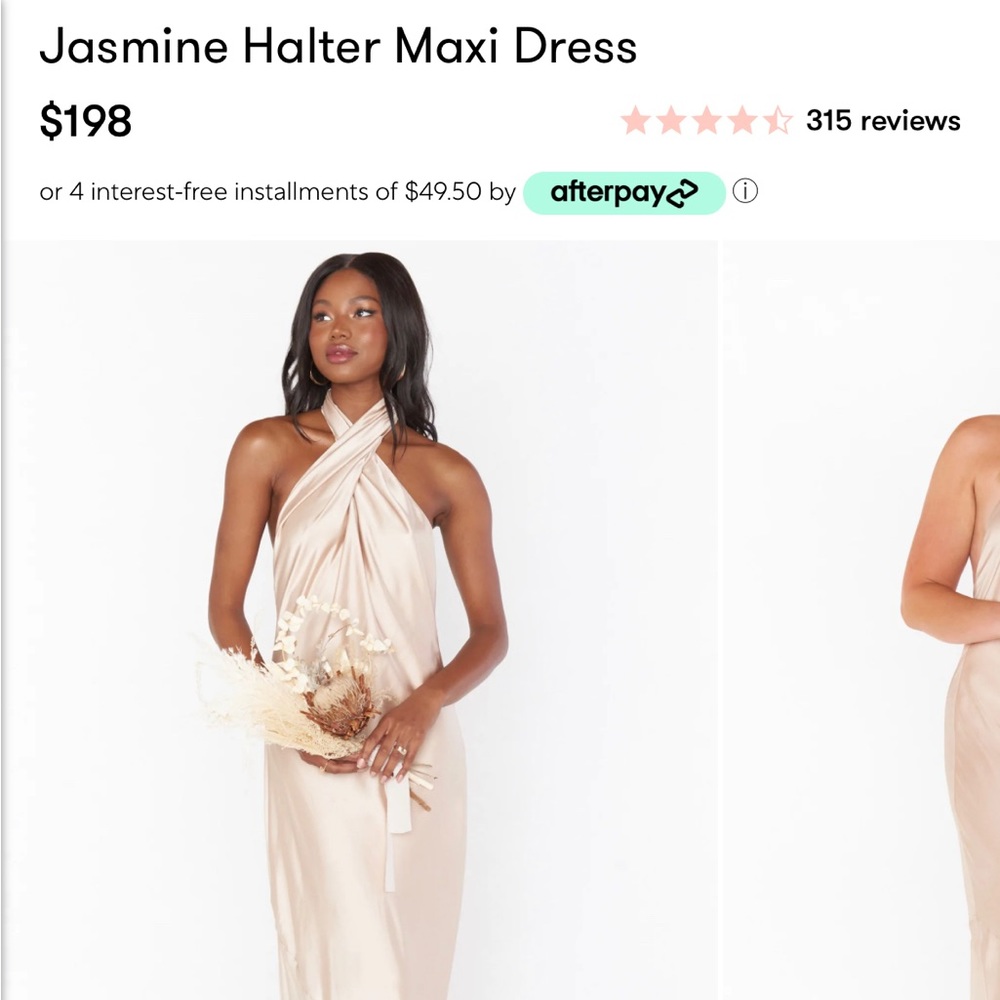 Show Me Your Mumu dress in Champagne Luxe Satin, size small.